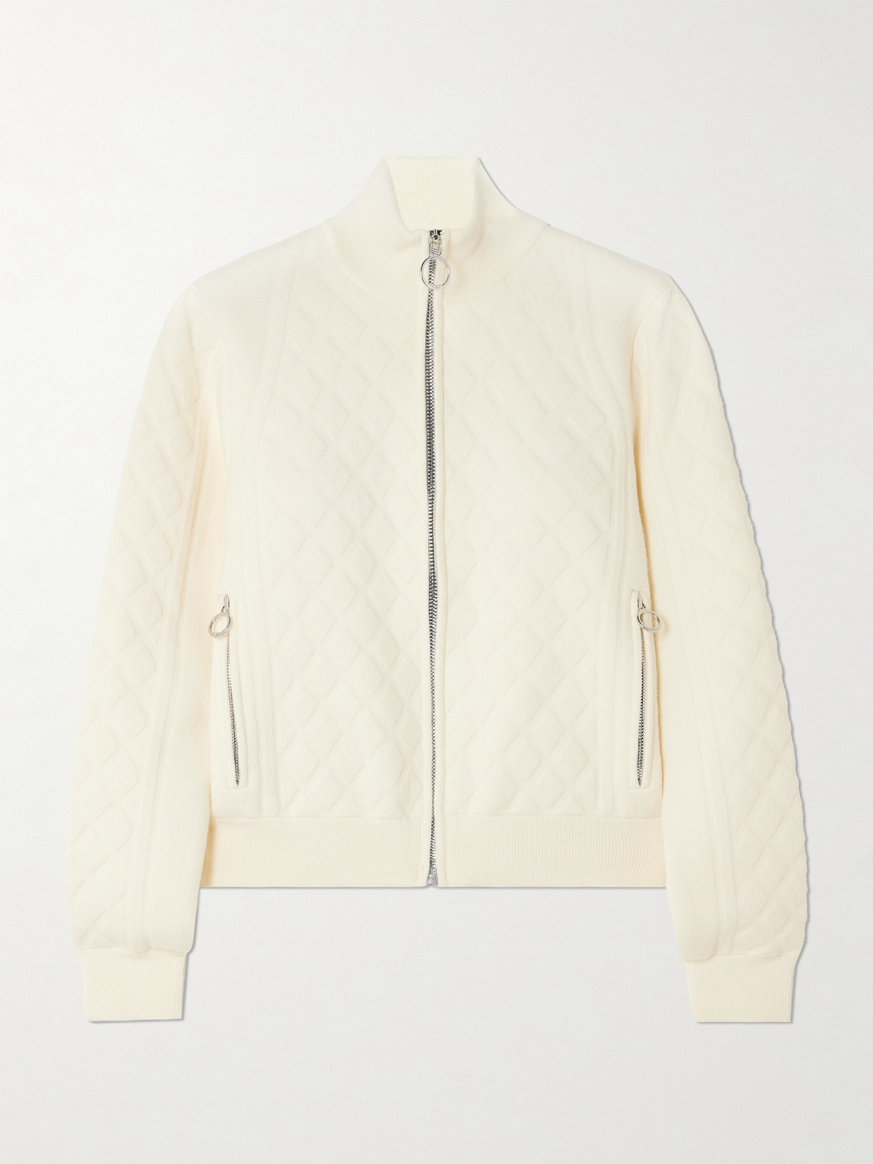 Fusalp Nuria Quilted Wool-blend Turtleneck Cardigan In Off-white