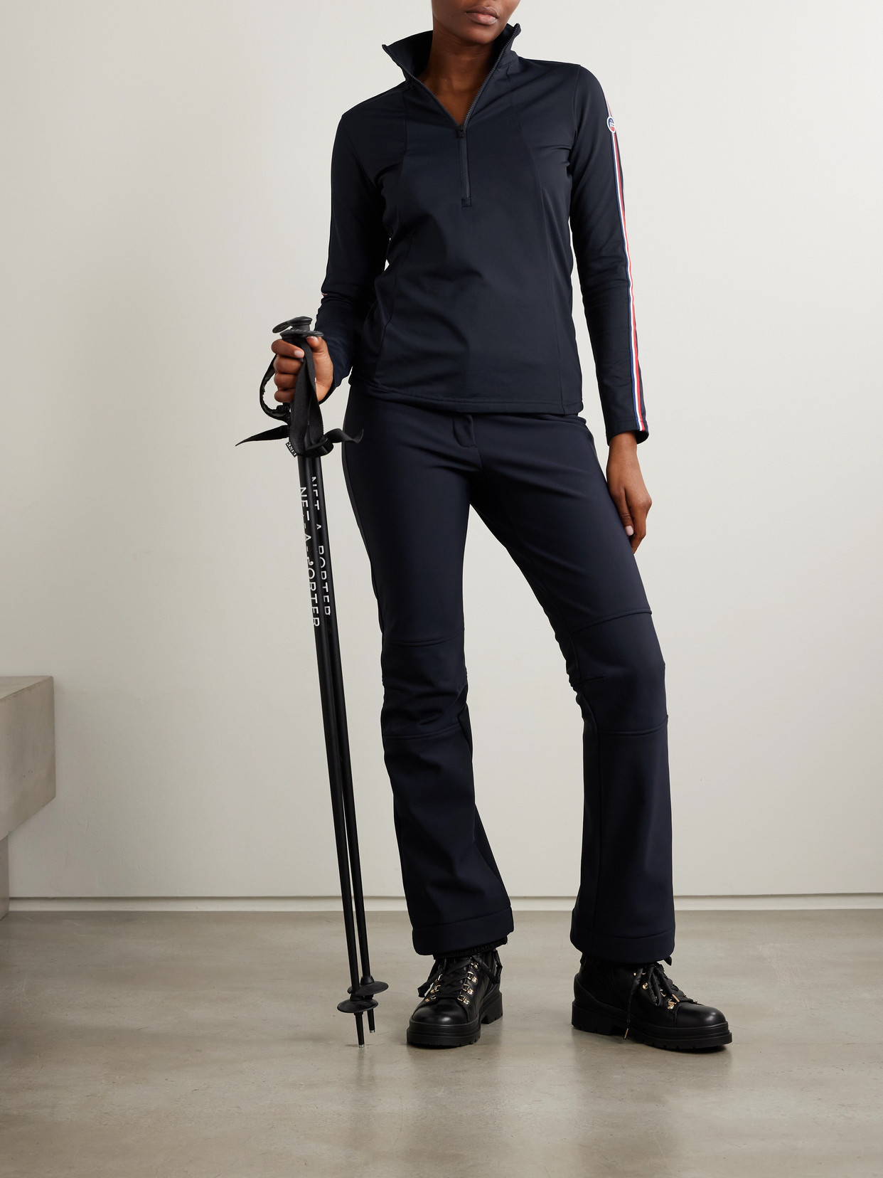 Fusalp Stellia Ii Grosgrain-trimmed Stretch-jersey Base Layer In Blue