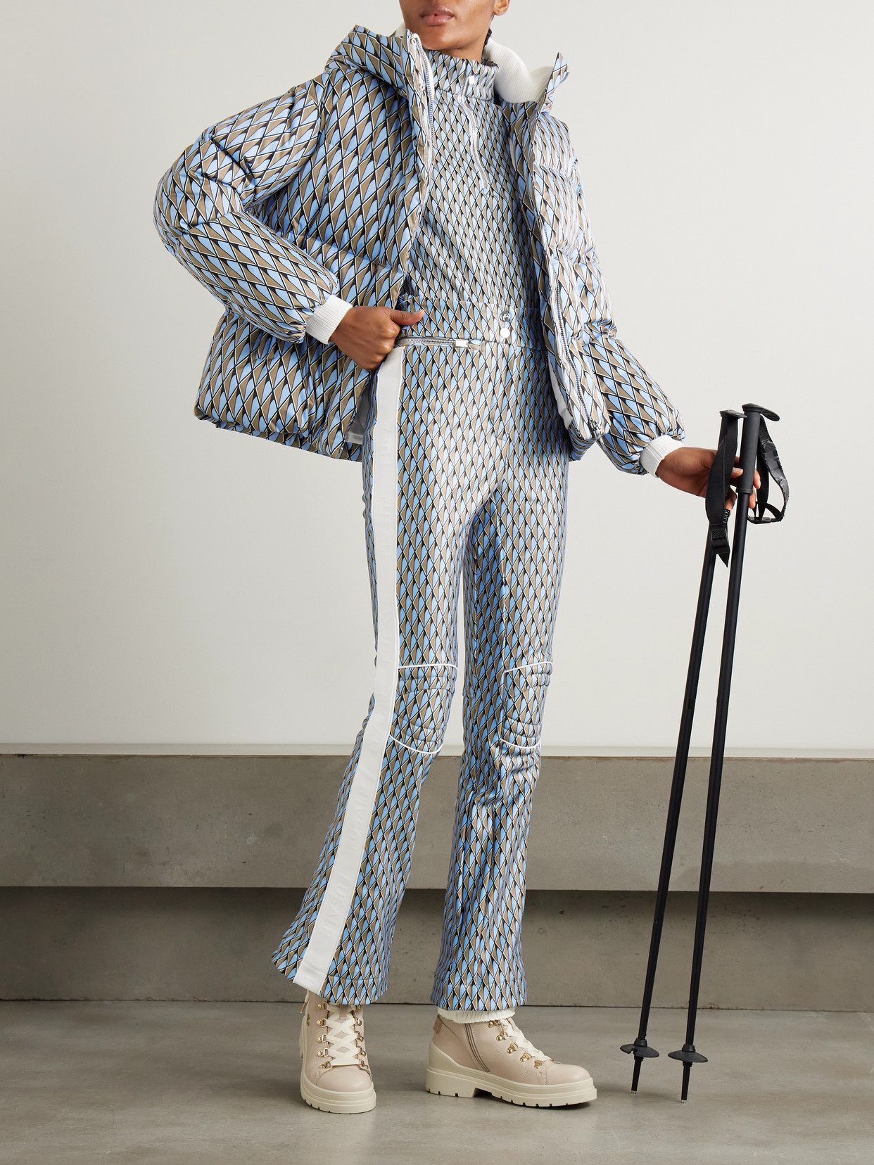 Fusalp Orion Printed Ponte Half-zip Top In Blue