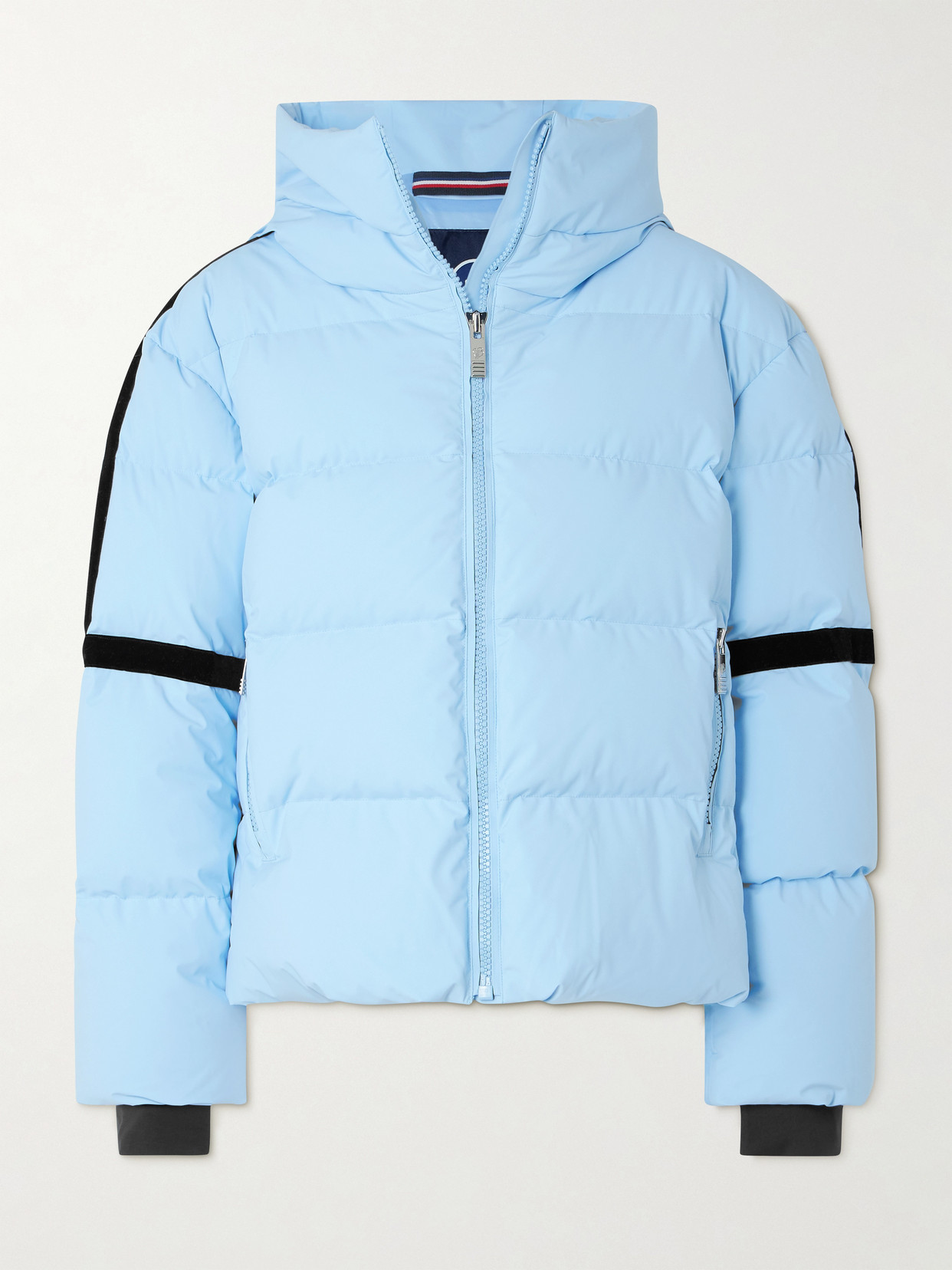 Fusalp Barsy Velvet-trimmed Hooded Quilted Down Ski Jacket In Blue
