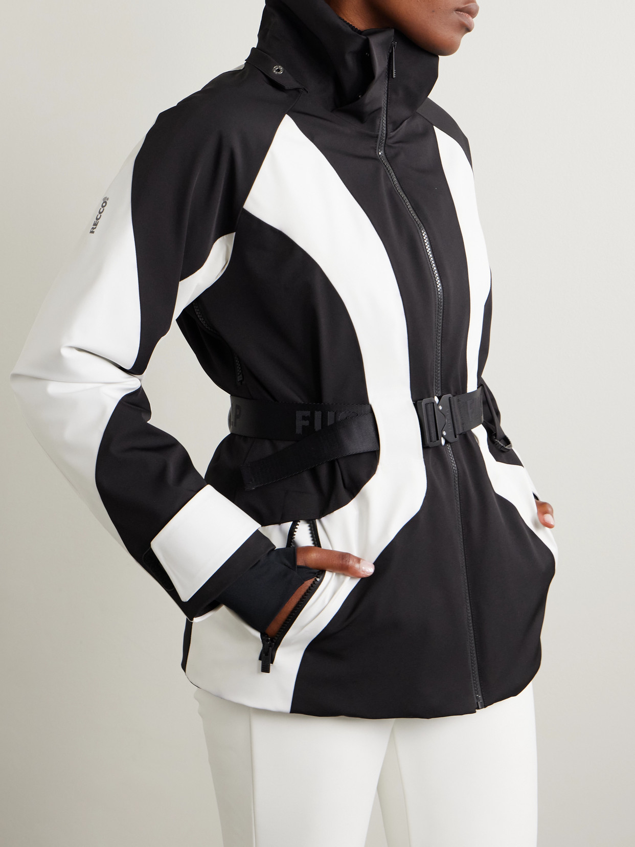 Lexa Belted Hooded Two-Tone Ski Jacket