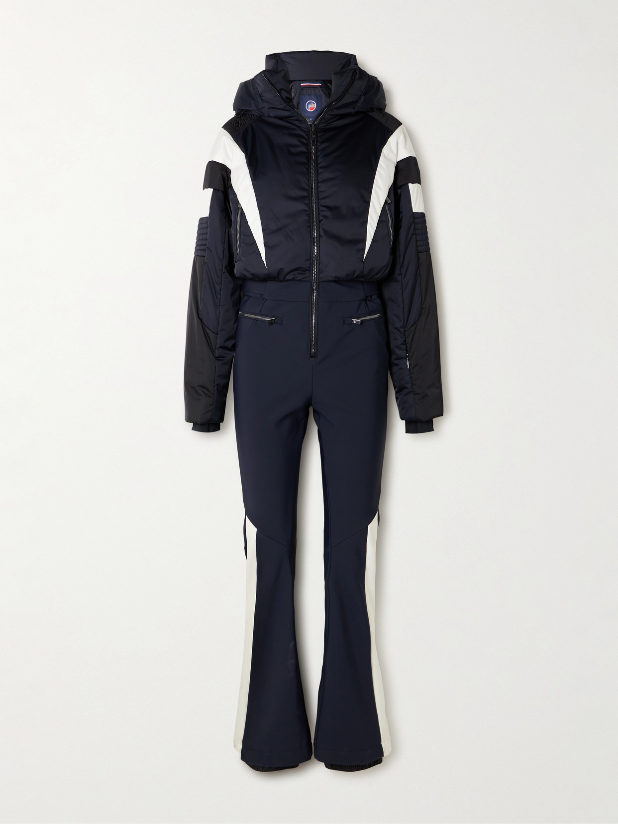 Fusalp Julienne Hooded Padded Paneled Ski Suit In Blue
