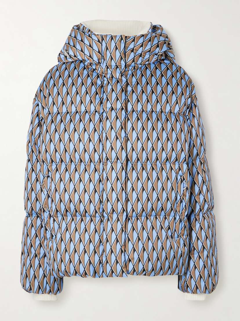 Fusalp Ada Diam Hooded Ribbed Knit-trimmed Printed Quilted Down Ski Jacket