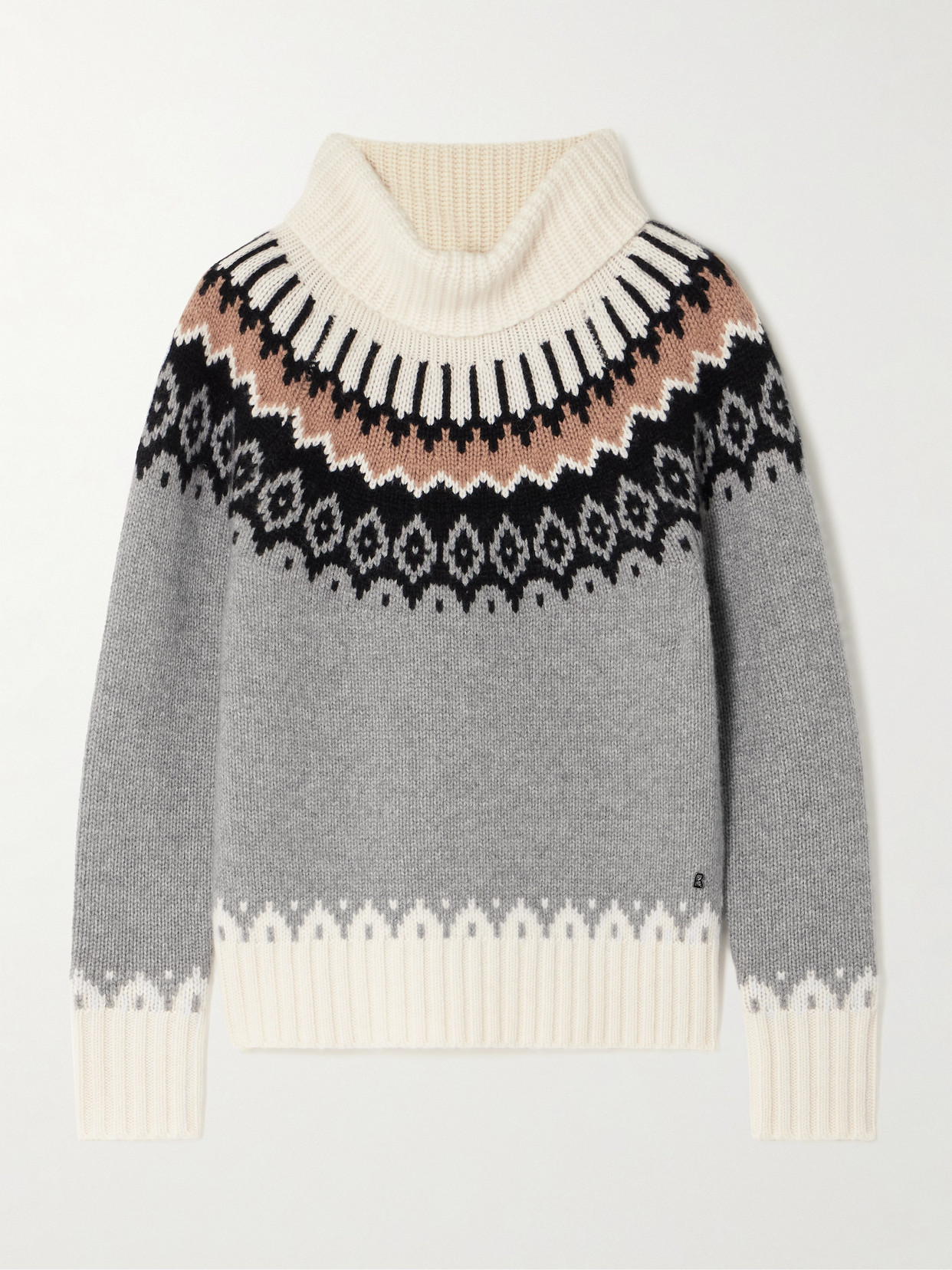Bogner Ingrid Fair Isle Cashmere Turtleneck Jumper In Grey