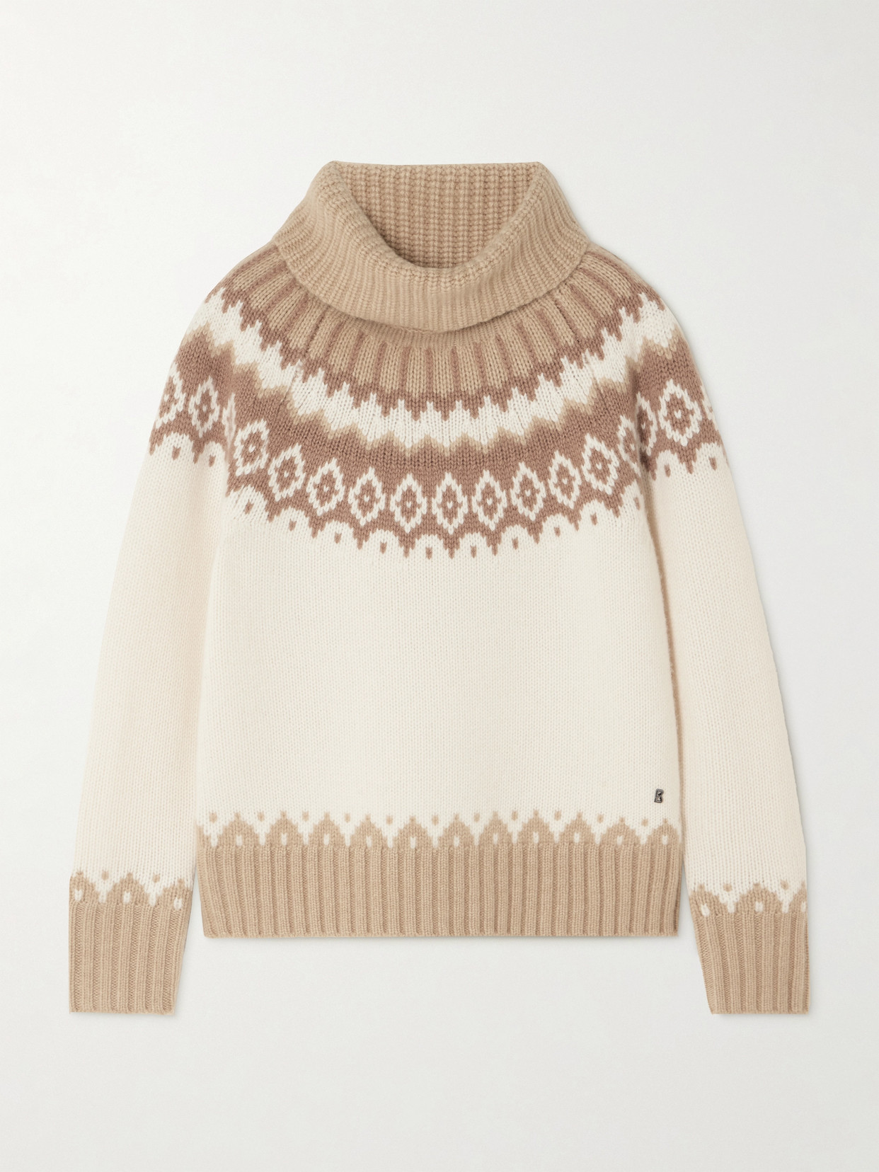 Bogner Ingrid Fair Isle Cashmere Turtleneck Sweater In Cream