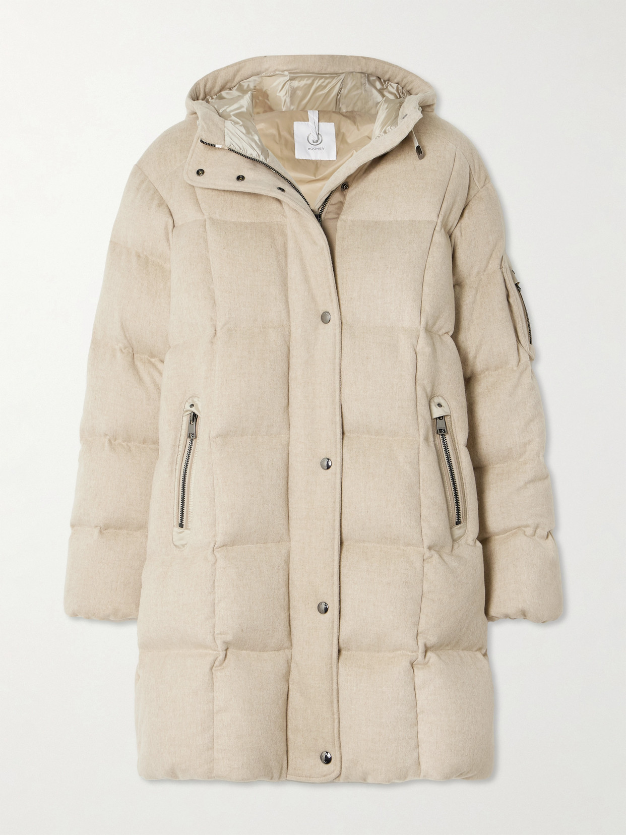 Bogner Fanja Hooded Quilted Cashmere Down Coat In Neutrals