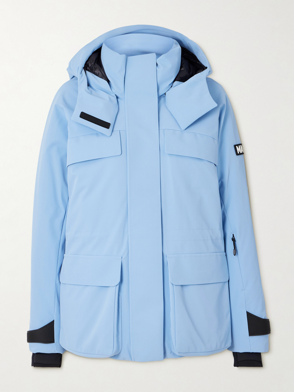 Mackage Iclyn-r Hooded Appliquéd Down Ski Jacket In Blue