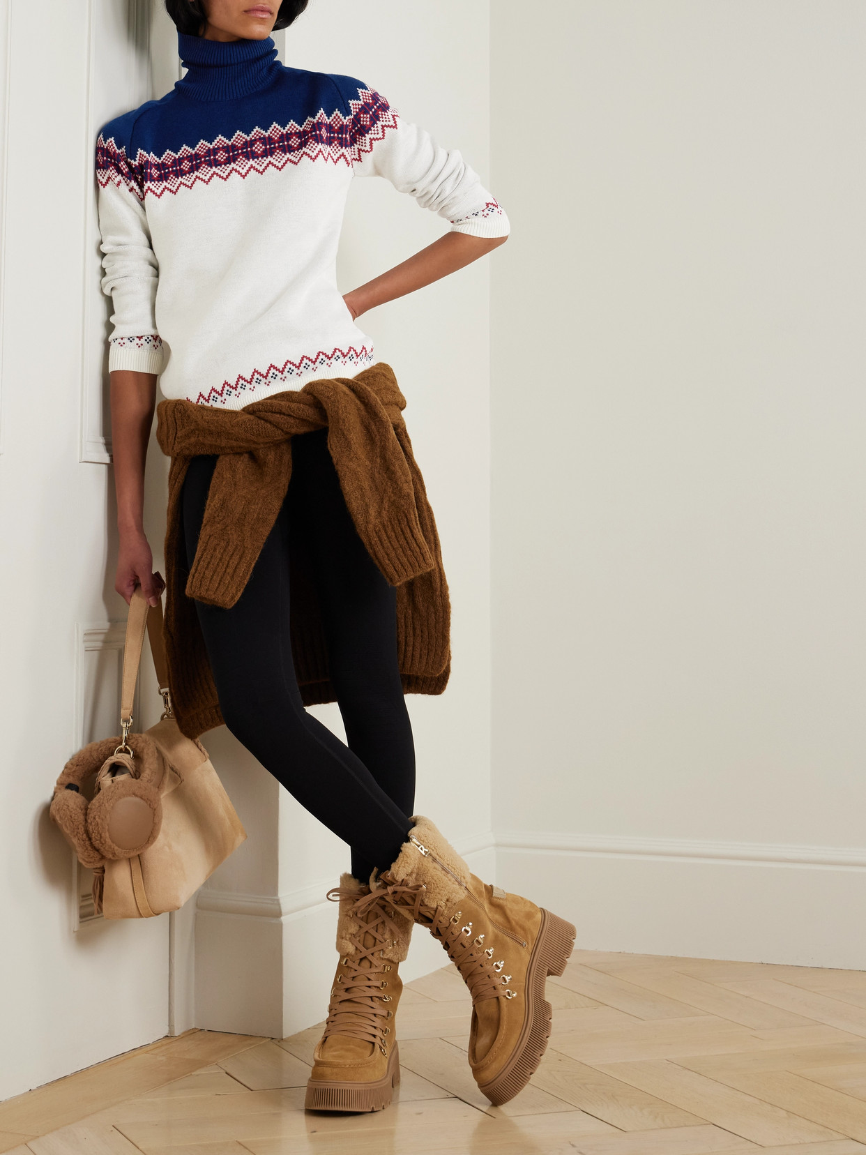 Falke Wool-blend Turtleneck Top In White