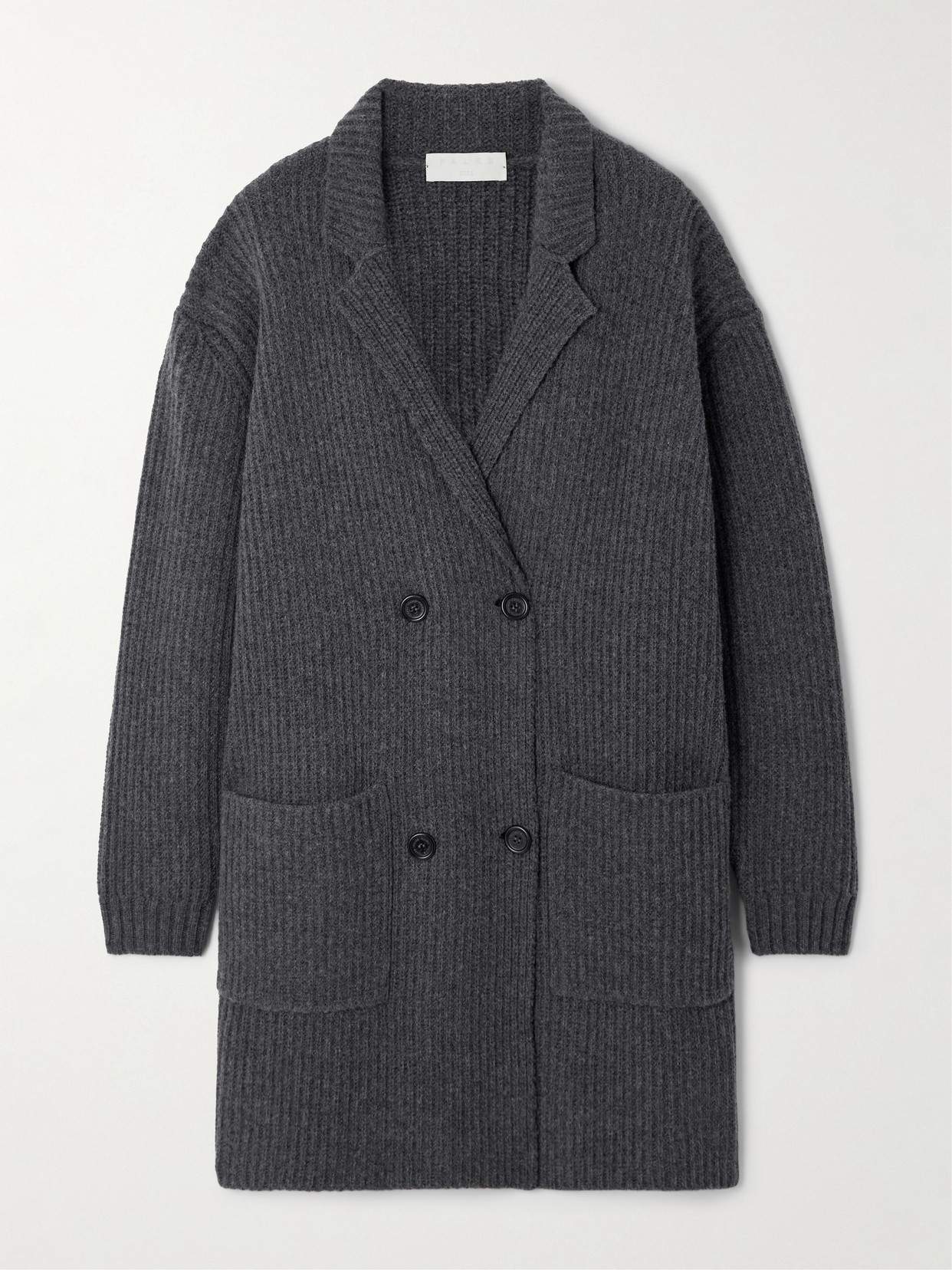 FALKE Ergonomic Sport System - Double-breasted Ribbed Wool Cardigan - Gray