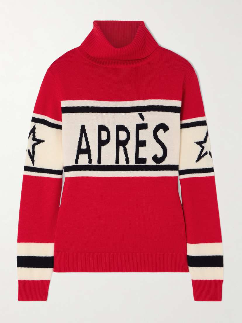 Perfect Moment Schild Intarsia Merino Wool Turtleneck Sweater