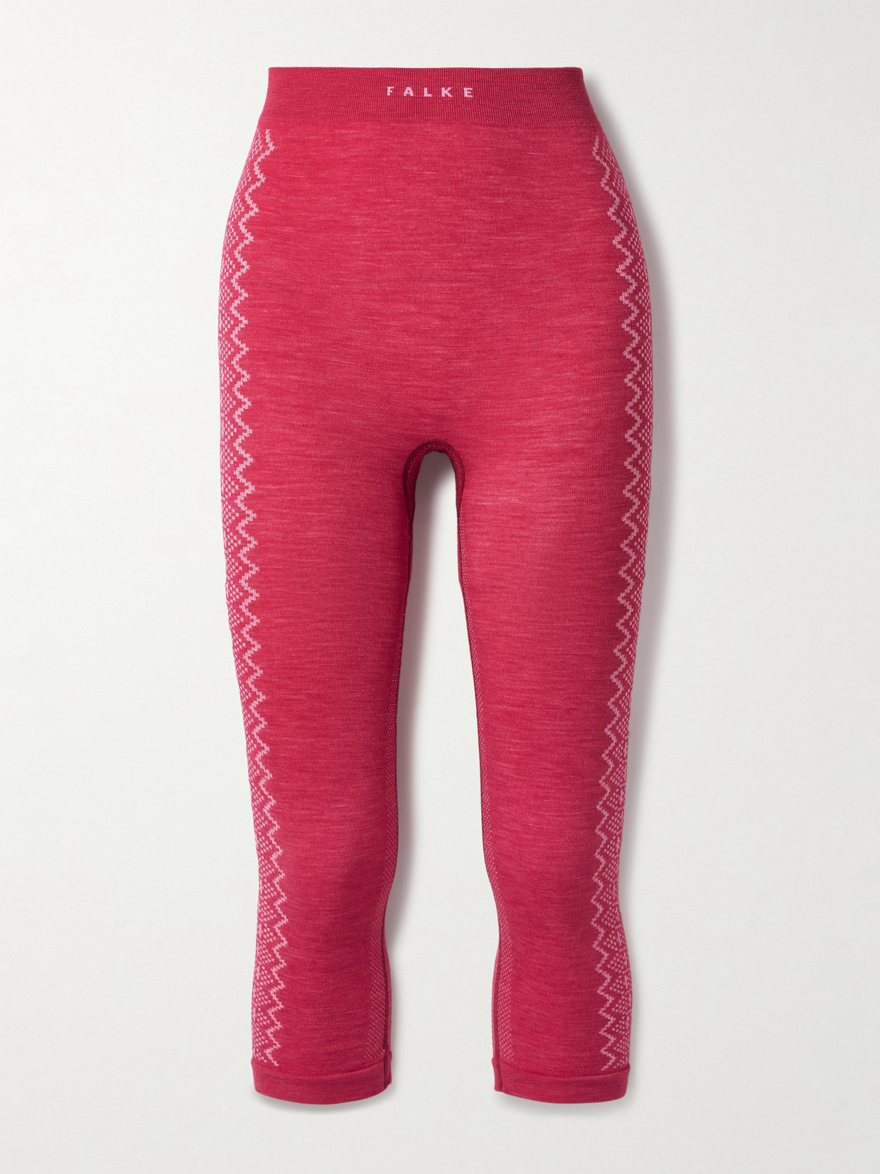 Falke Nordic Cropped Jacquard-knit Wool-blend Leggings In Red