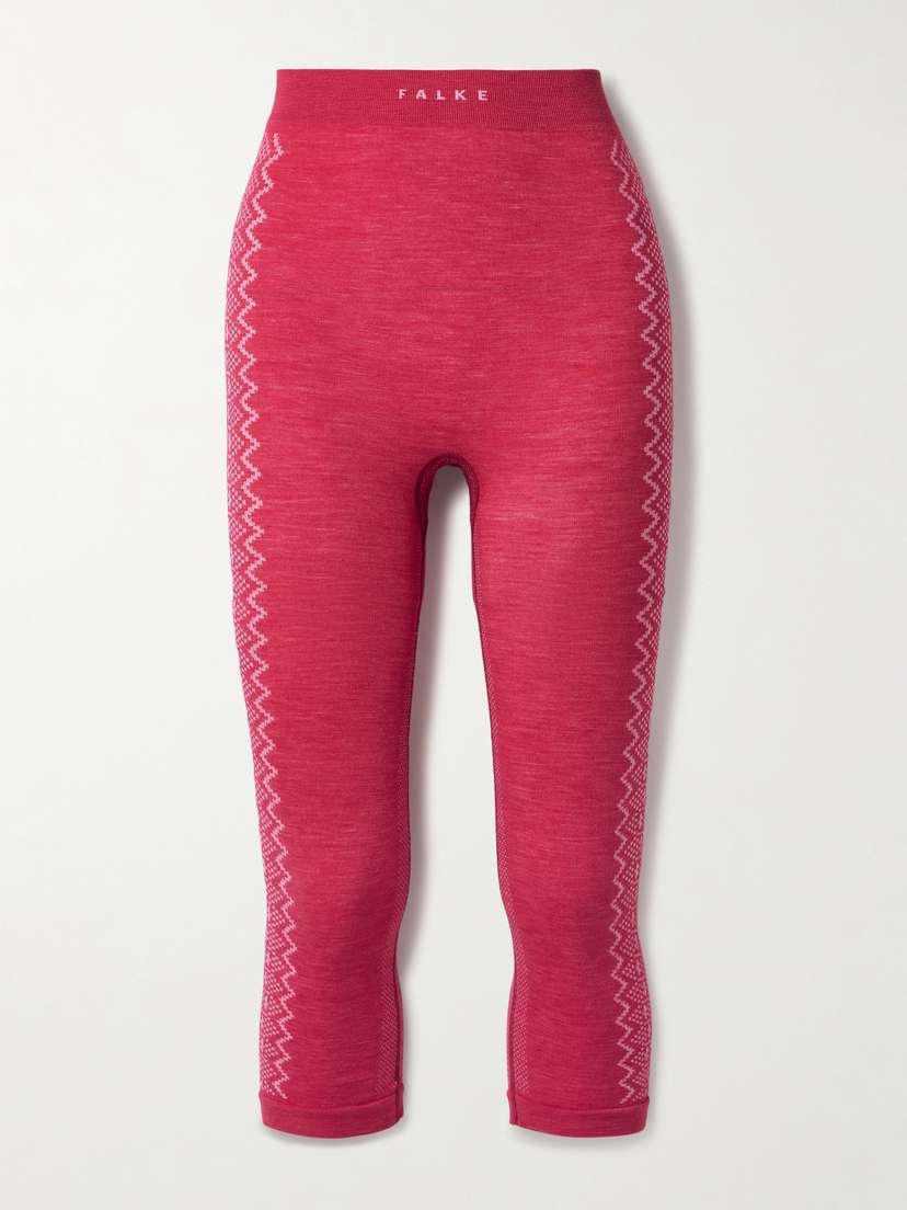 FALKE Ergonomic Sport System Nordic Cropped Jacquard-knit Wool-blend Leggings