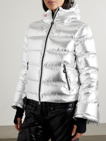 PERFECT MOMENT Hooded metallic down ski jacket