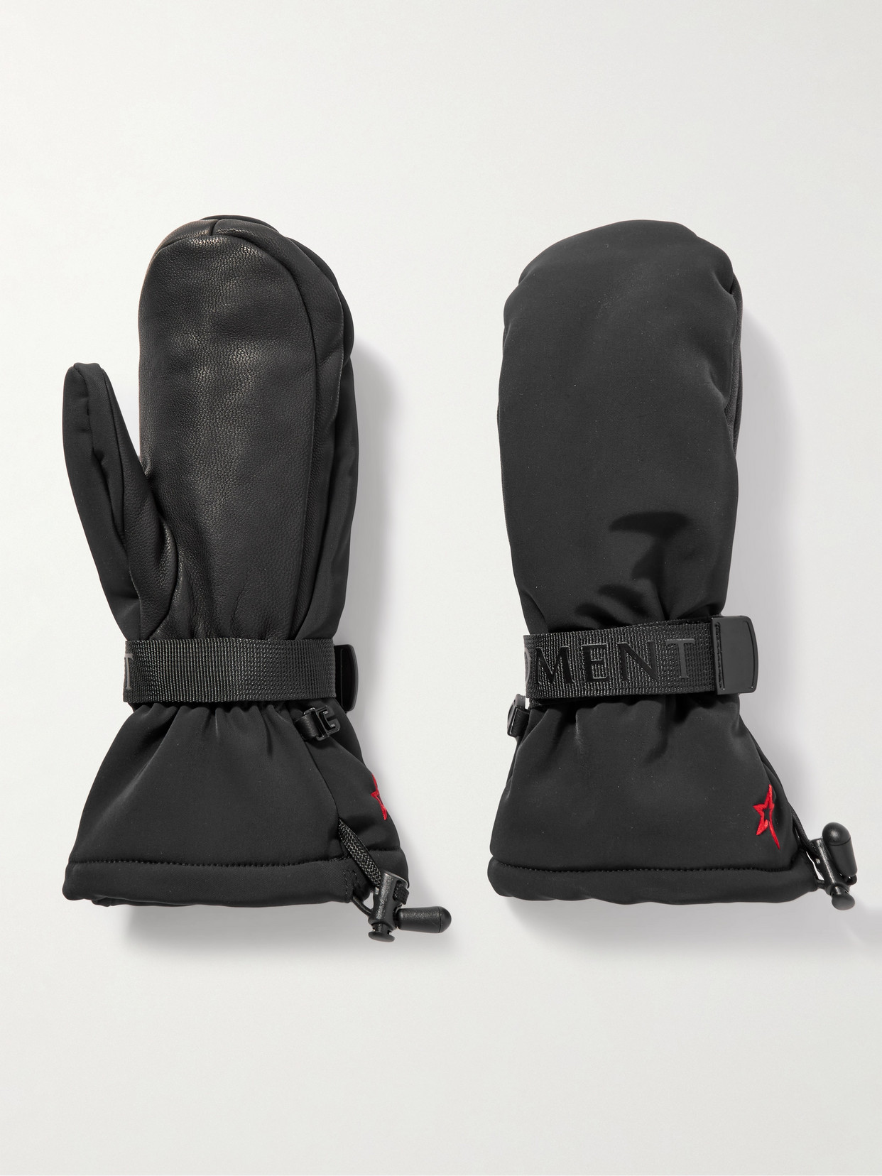 Perfect Moment - Davos Padded Shell And Leather Mittens - Black
