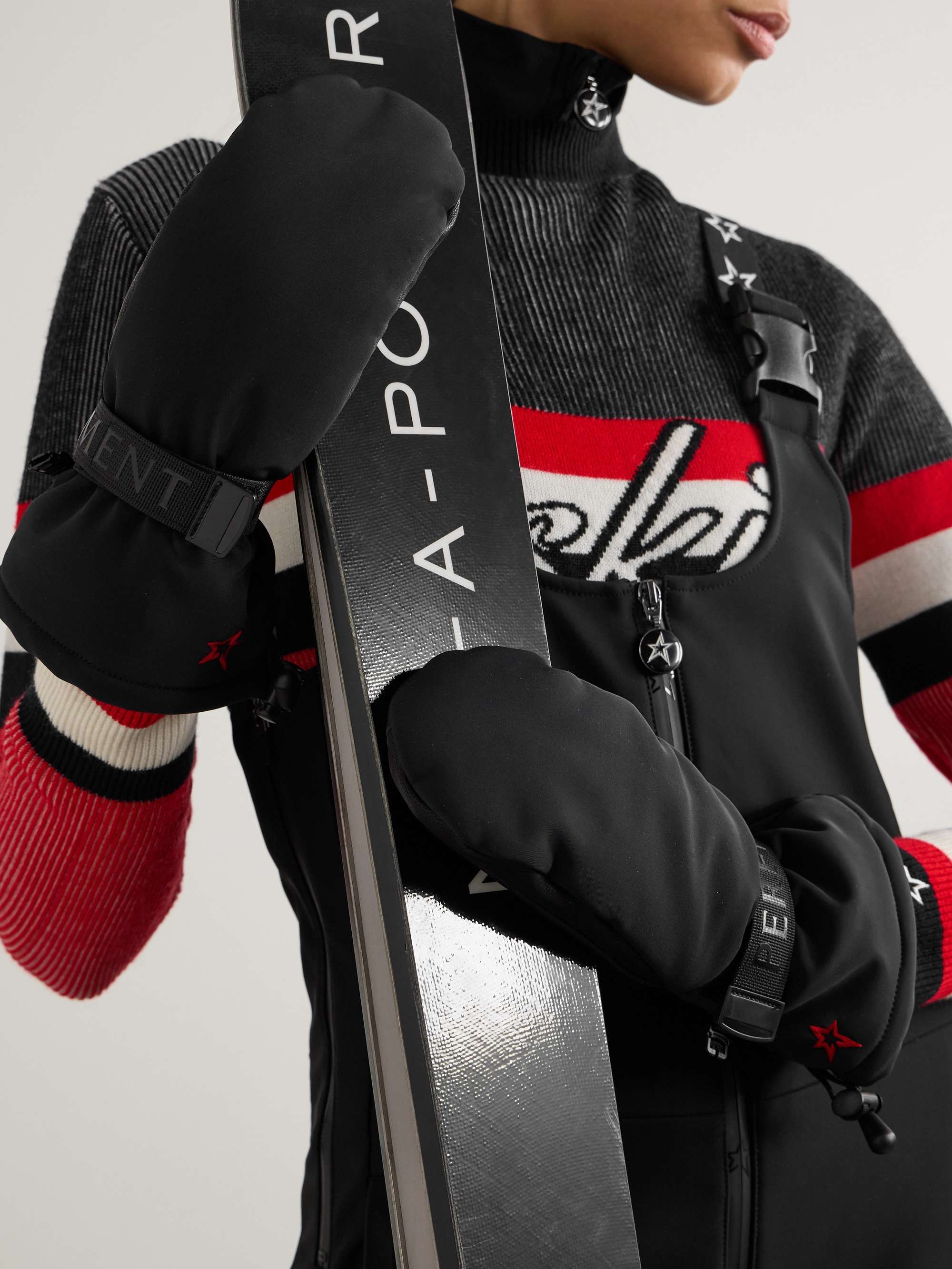 PERFECT MOMENT Davos two-tone padded shell and leather mittens