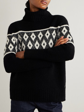 BOGNER Uda sequin-embellished jacquard-knit wool-blend turtleneck sweater