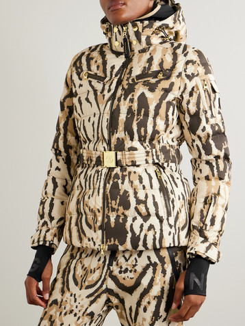 BOGNER Ellya layered belted quilted leopard-print ski jacket