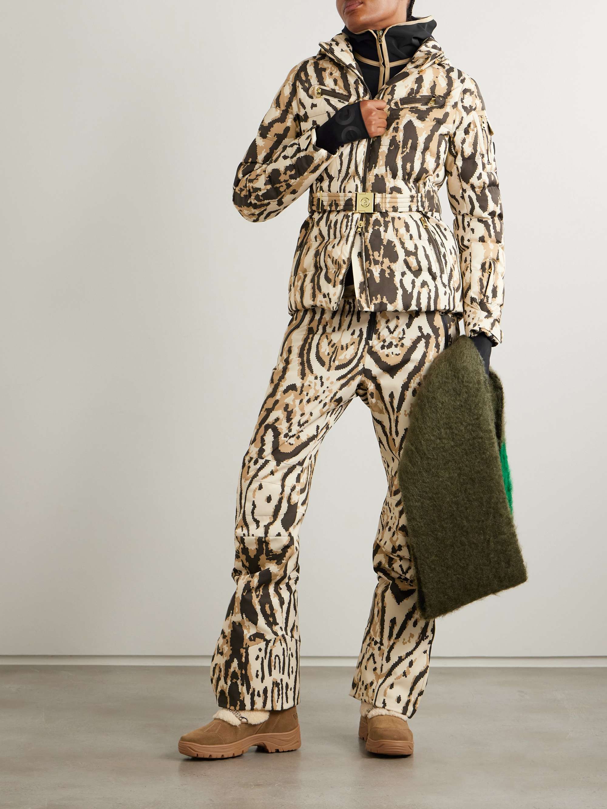 BOGNER Ellya layered belted quilted leopard print ski jacket NET A PORTER