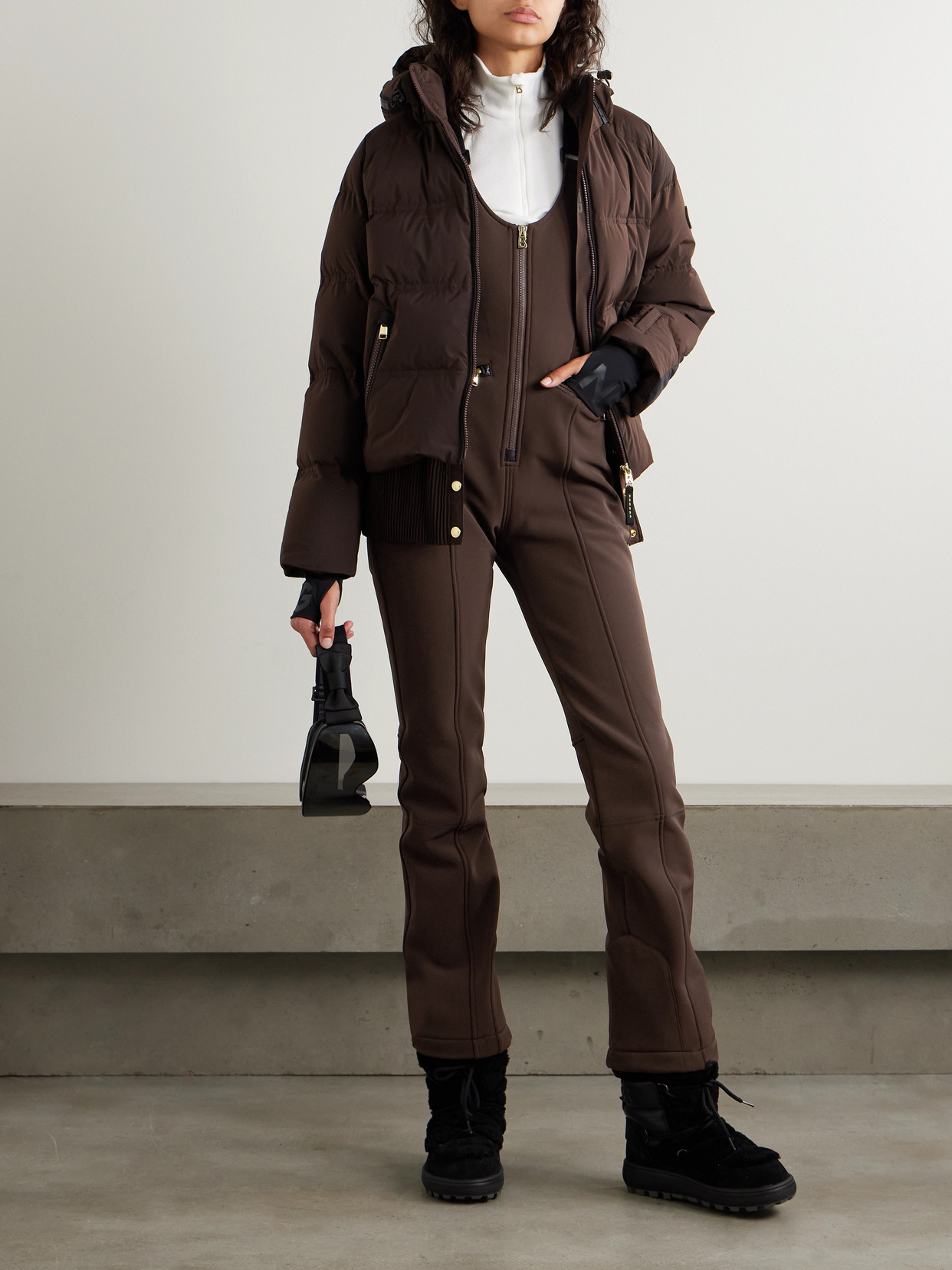 Bogner Cari Stretch-shell Ski Salopettes In Brown