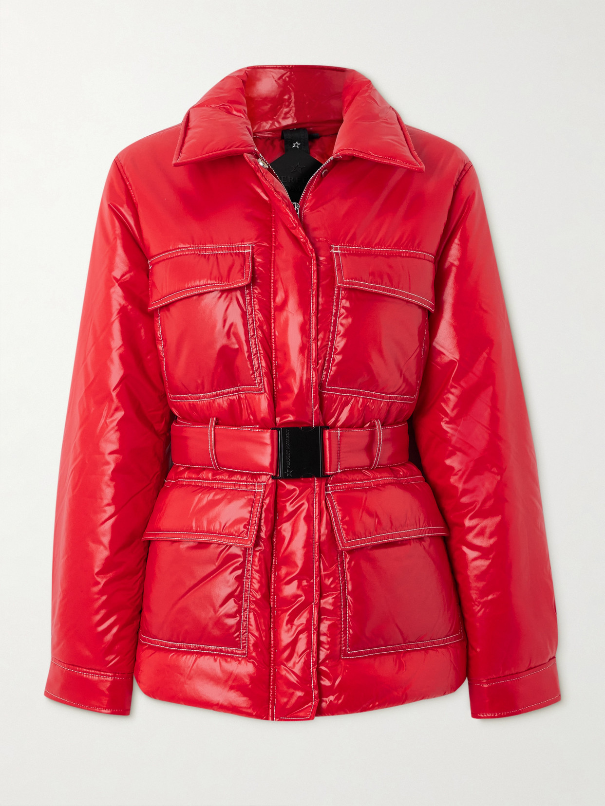 Perfect Moment Jade Belted Quilted Padded Glossed-shell Ski Jacket In Red