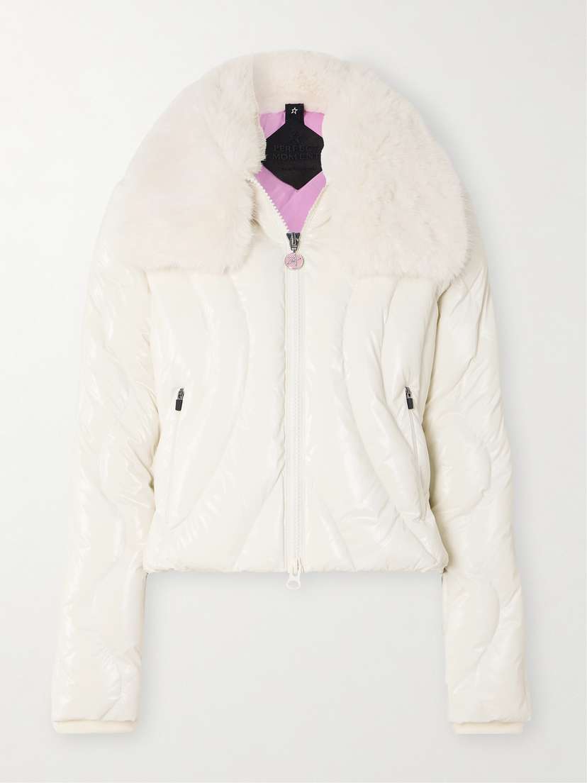 Perfect Moment Carving Air Shearling-trimmed Quilted Glossed-shell Ski Jacket