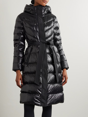 MACKAGE Coralia belted quilted glossed recycled-shell down coat