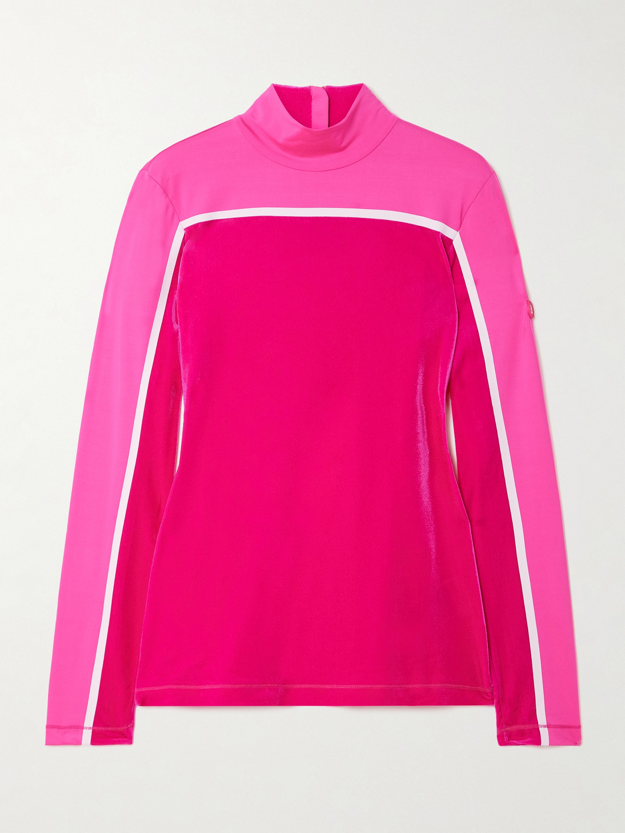 Bogner Milu Stretch-velour And Shell Turtleneck Top In Pink