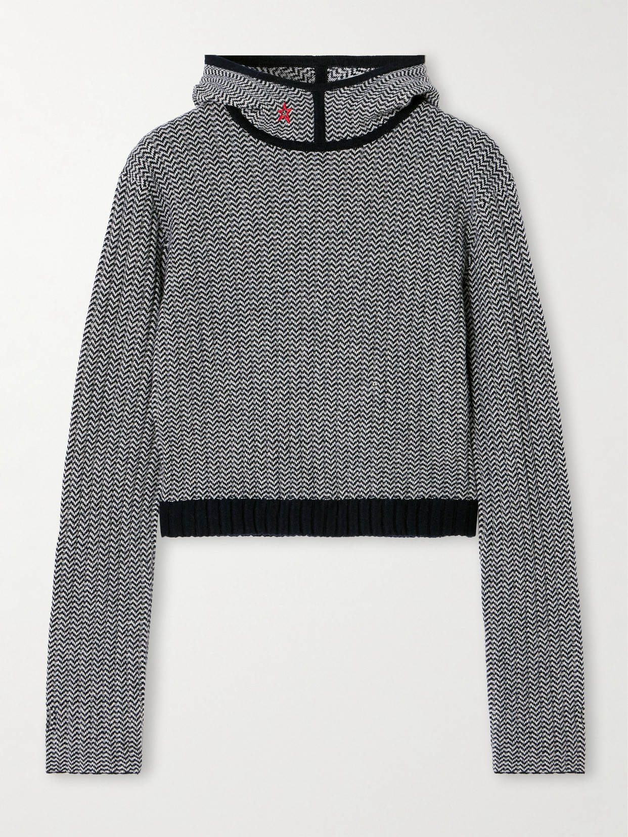 Perfect Moment Jazzy Jacquard-knit Wool And Cashmere-blend Hoodie In Gray