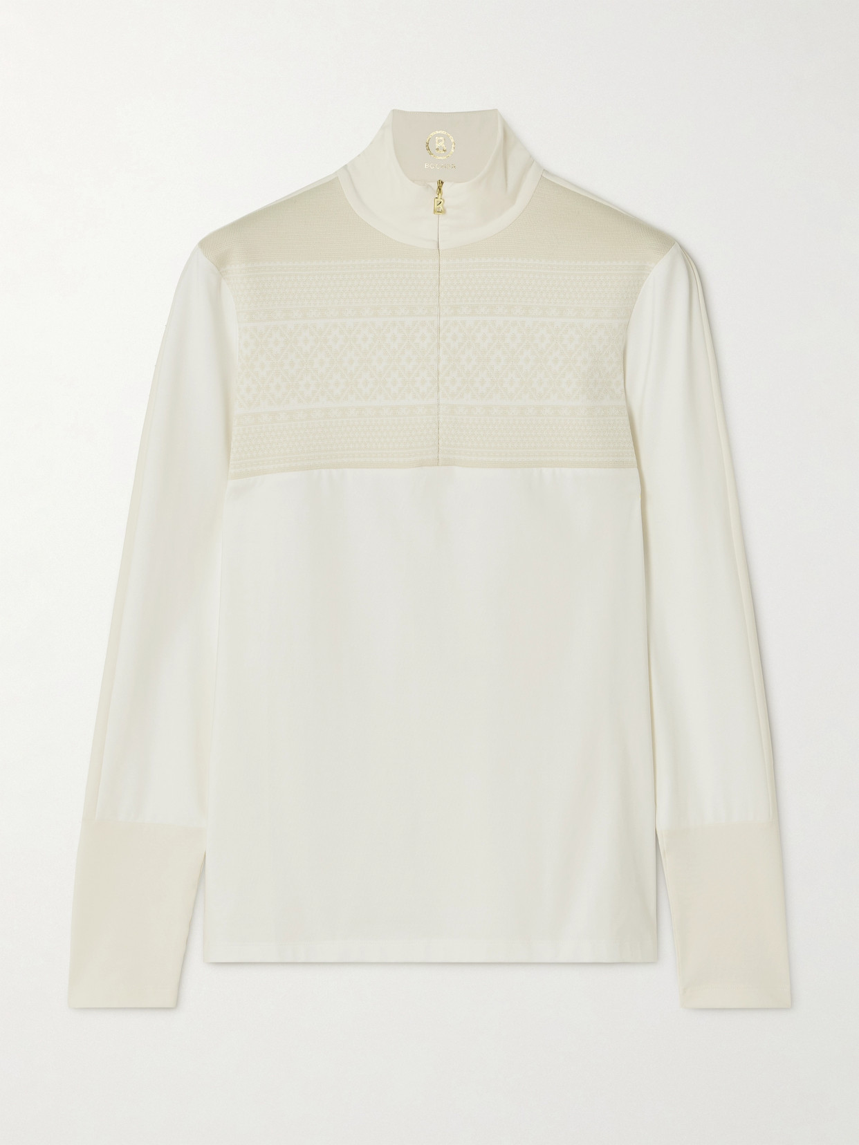 Bogner Elissa Intarsia Knit-trimmed Stretch-jersey Base Layer In Off-white