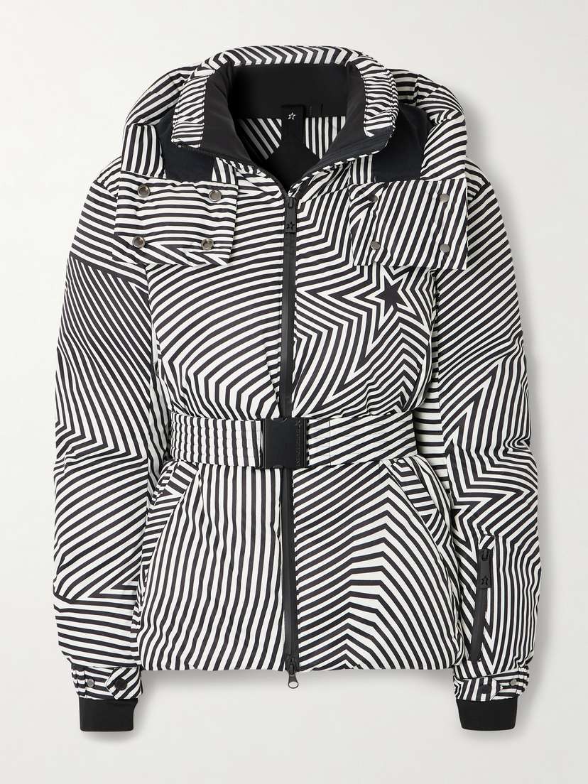 Perfect Moment Candice Hooded Belted Printed Down Ski Jacket