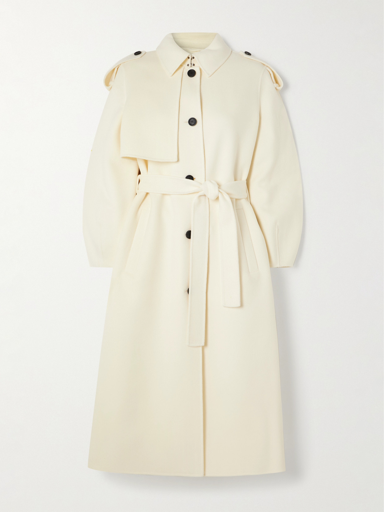 Mackage Ceyla Belted Wool-felt Trench Coat In Cream