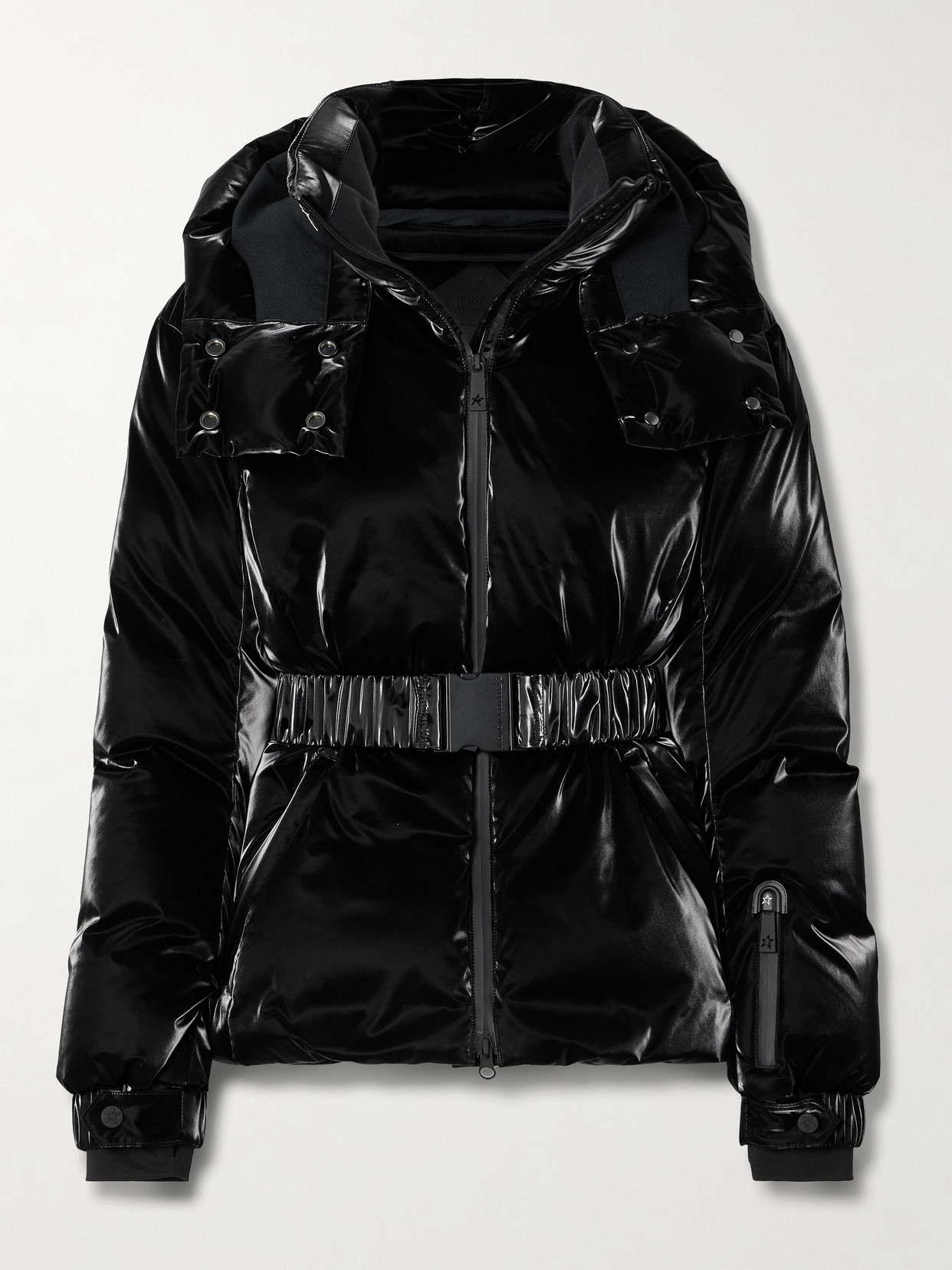 Perfect Moment Candice Belted Quilted Down Ski Jacket In Black