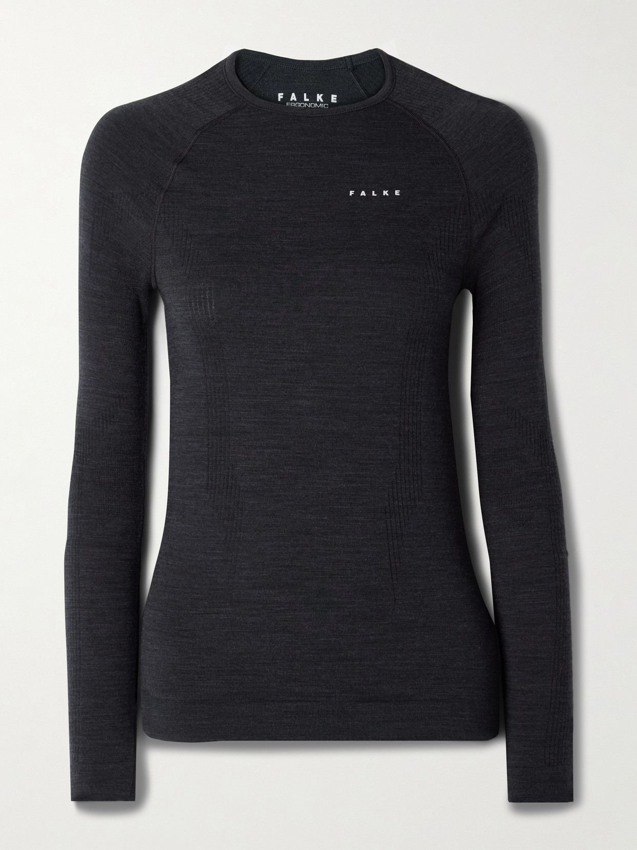 Falke Ergonomic Sport System Womens Black Brand-print Fitted Stretch-wool Top