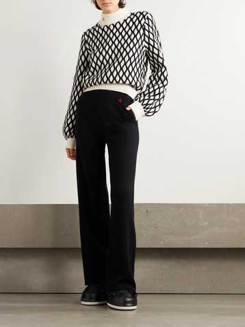 PERFECT MOMENT Embroidered knitted wool wide-leg pants