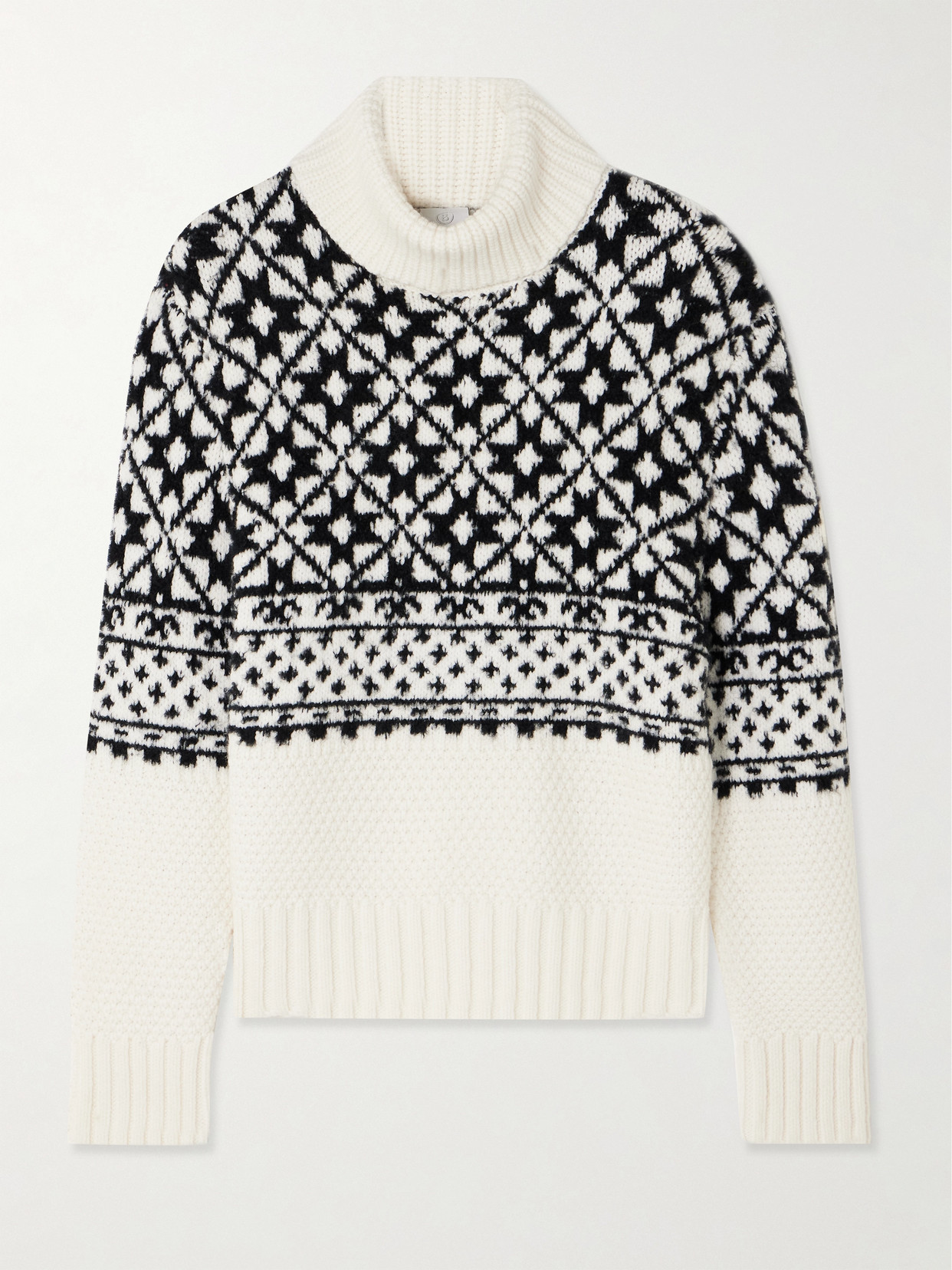 Bogner Nadia Fair Isle Wool-blend Turtleneck Sweater In Off-white