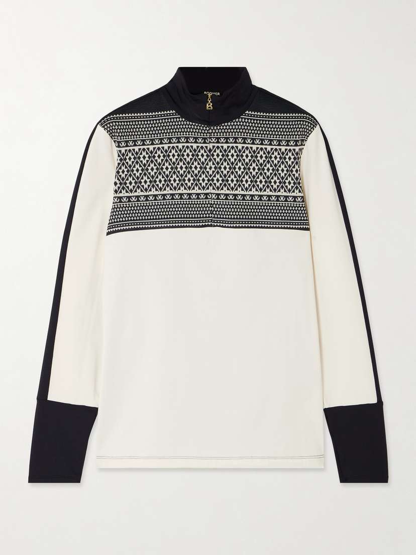 Bogner Elissa Intarsia Knit-trimmed Stretch-jersey Base Layer