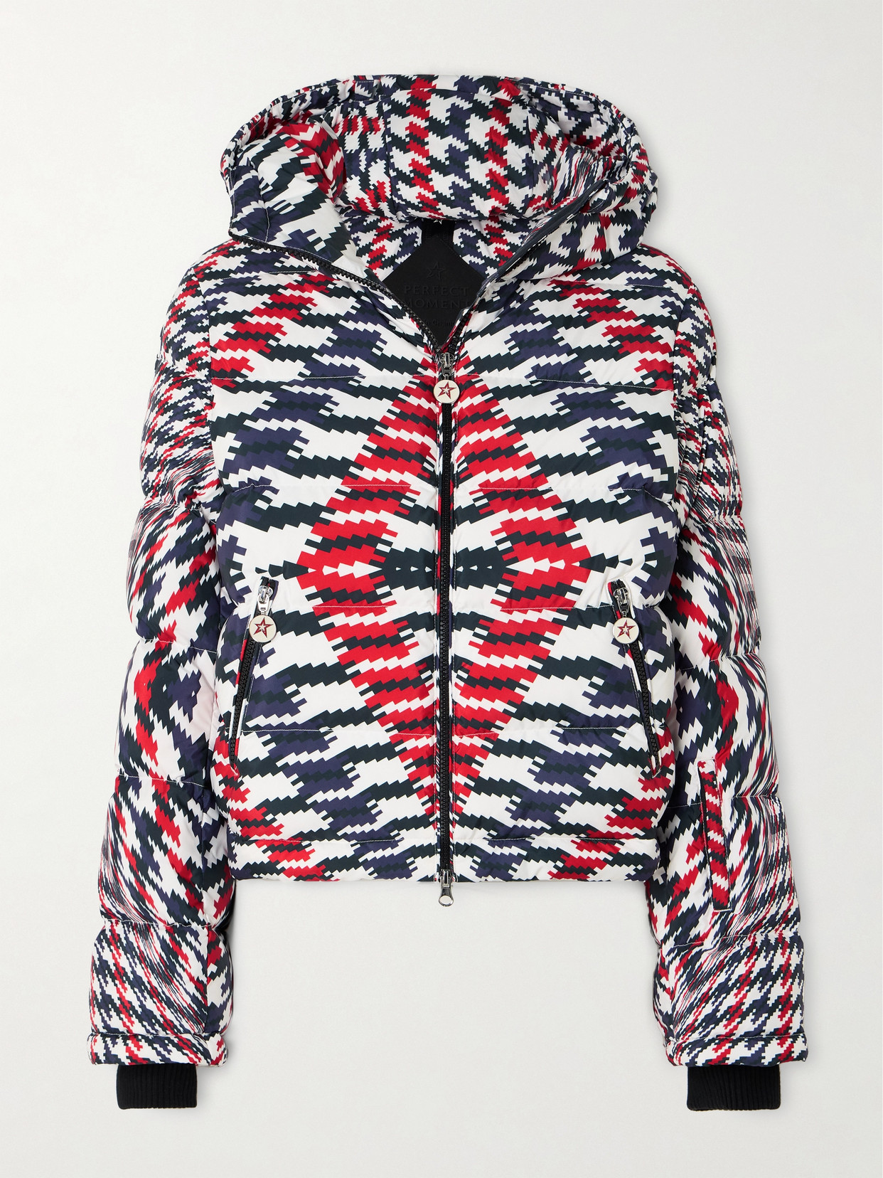 Perfect Moment Polar Flare Quilted Printed Down Ski Jacket In Blue