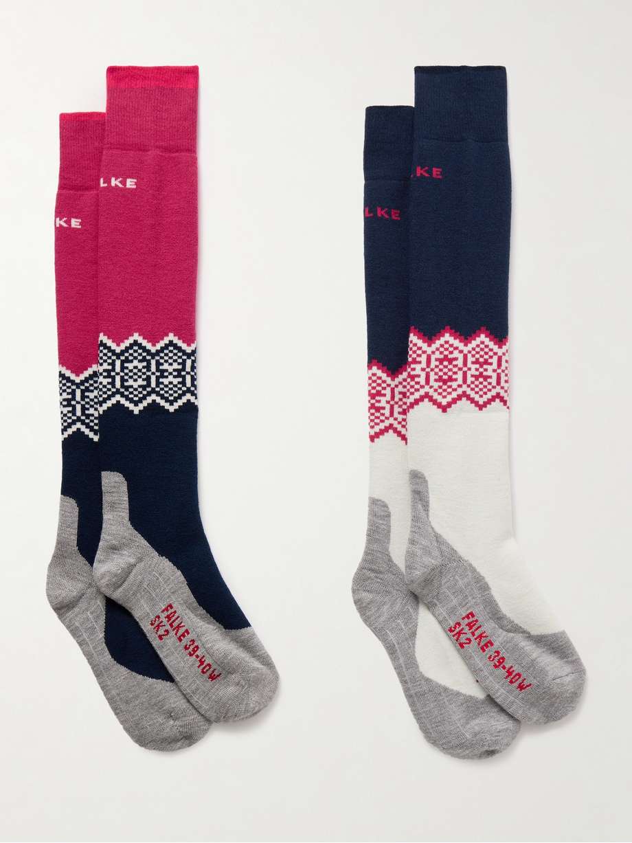 FALKE ERGONOMIC SPORT SYSTEM SK2 Nordic 提花针织滑雪袜子（两双装） | NET-A-PORTER