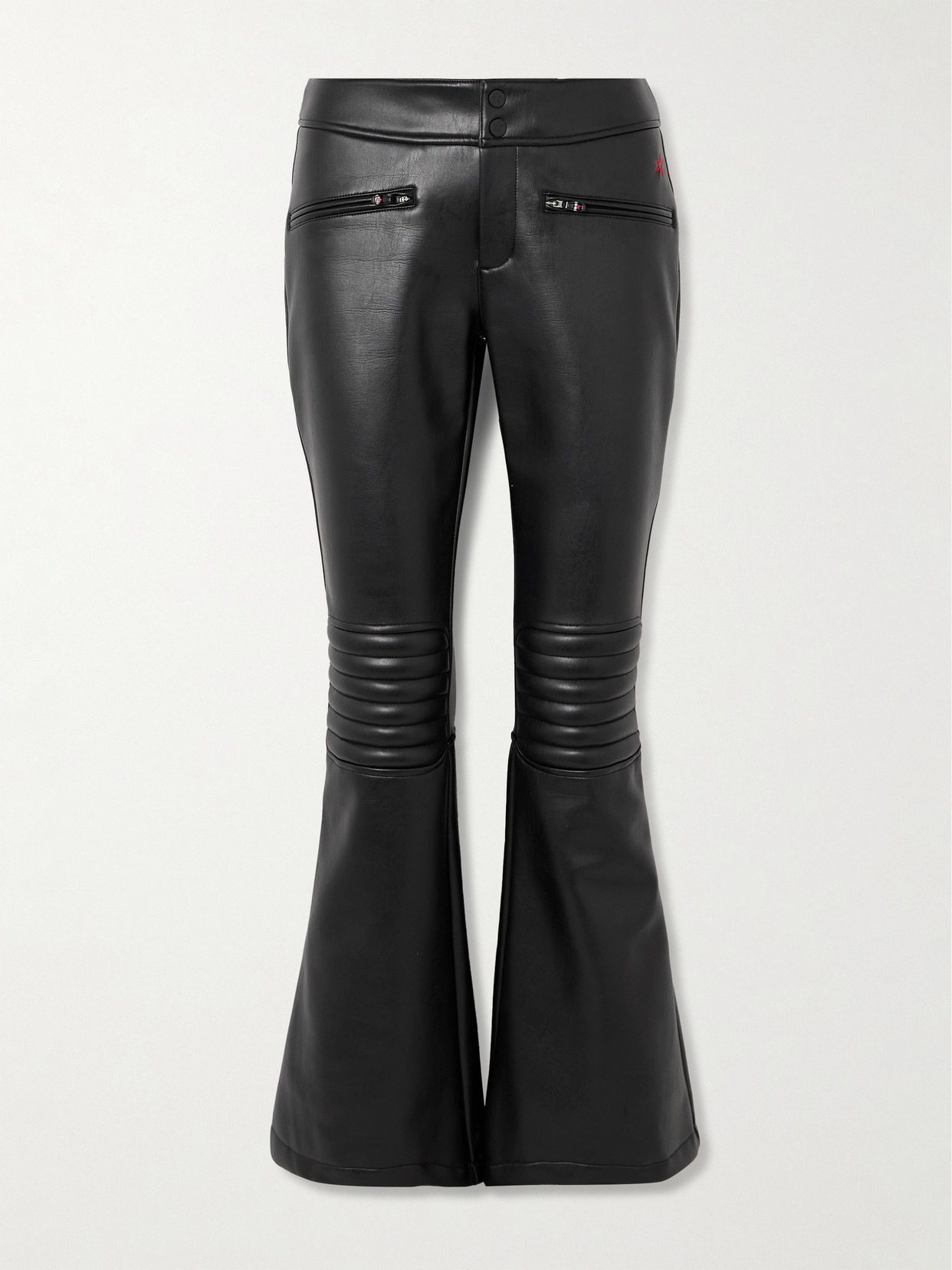 Perfect Moment Womens Black Faux Leather Aurora Flared-leg Mid-rise Faux Leather Trousers In Black