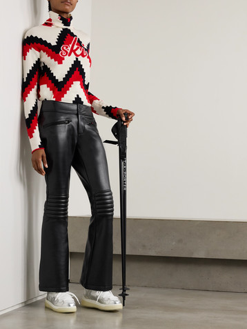 PERFECT MOMENT Aurora faux leather high-rise flared ski pants