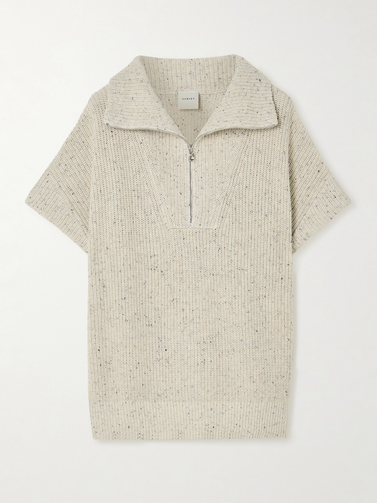 Varley - Reagan Half-zip Ribbed-knit Cotton Sweater - Ivory