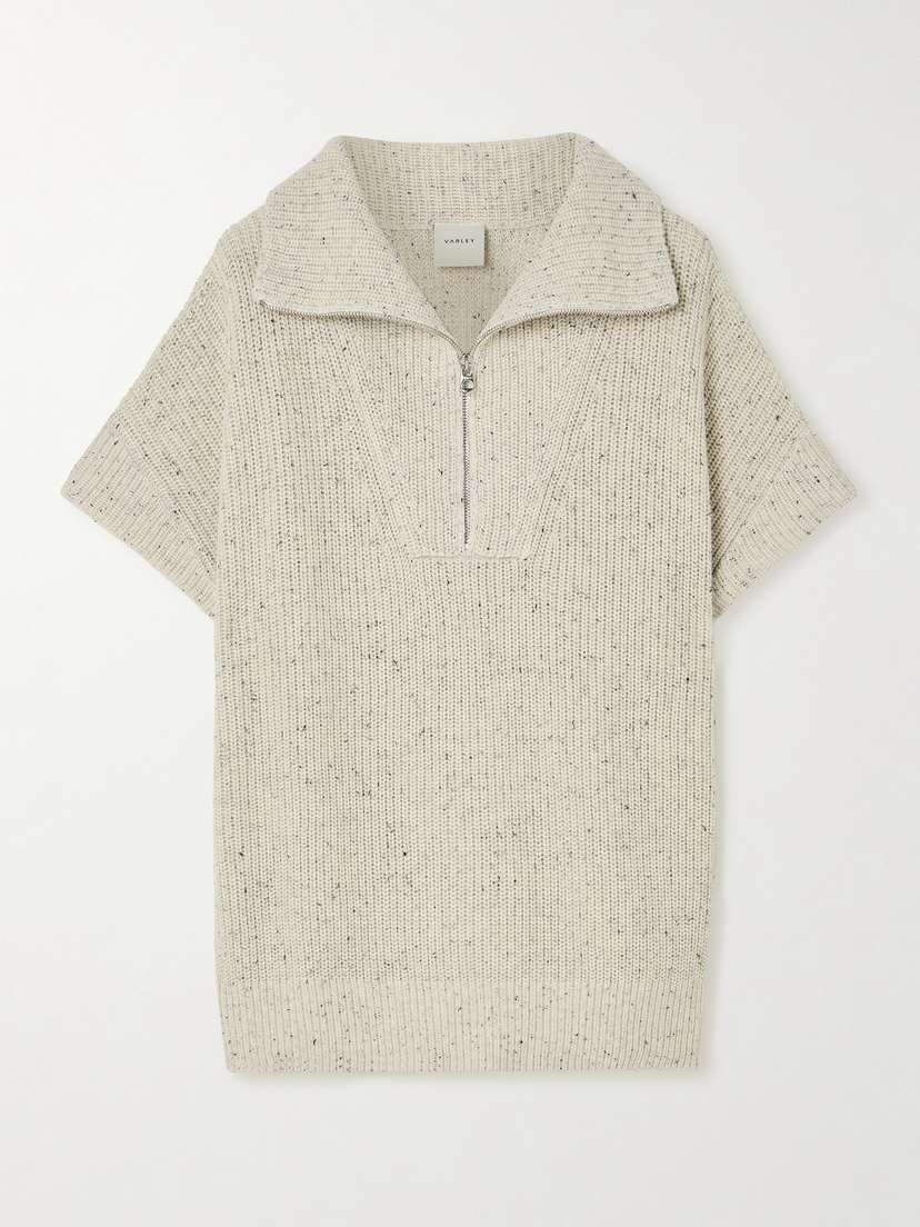 Varley Reagan Half-zip Ribbed-knit Cotton Sweater - x small