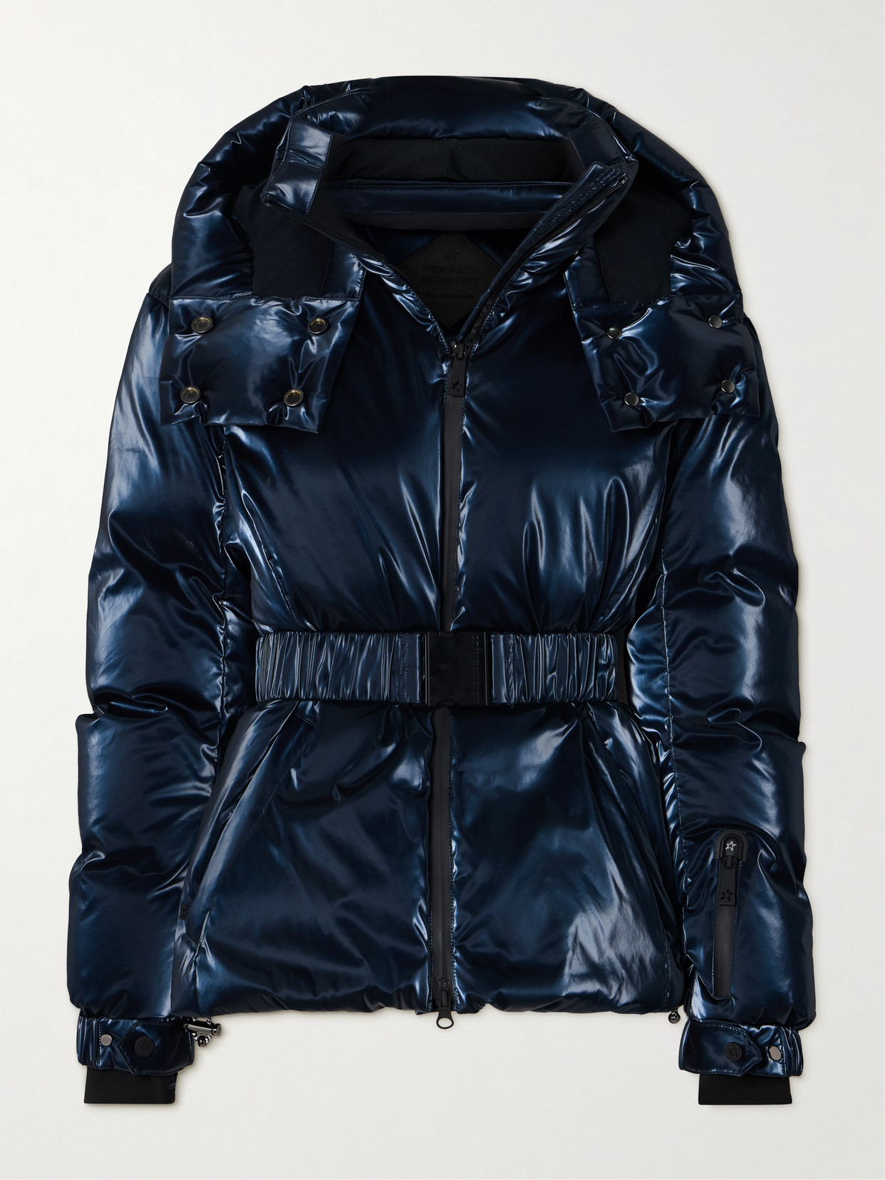 Perfect Moment + Johnnie Walker Candice Belted Quilted Down Ski Jacket In Blue