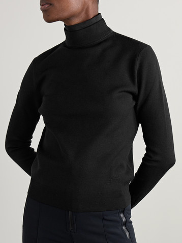 AZTECH MOUNTAIN Etta layered jersey-trimmed wool-blend turtleneck sweater