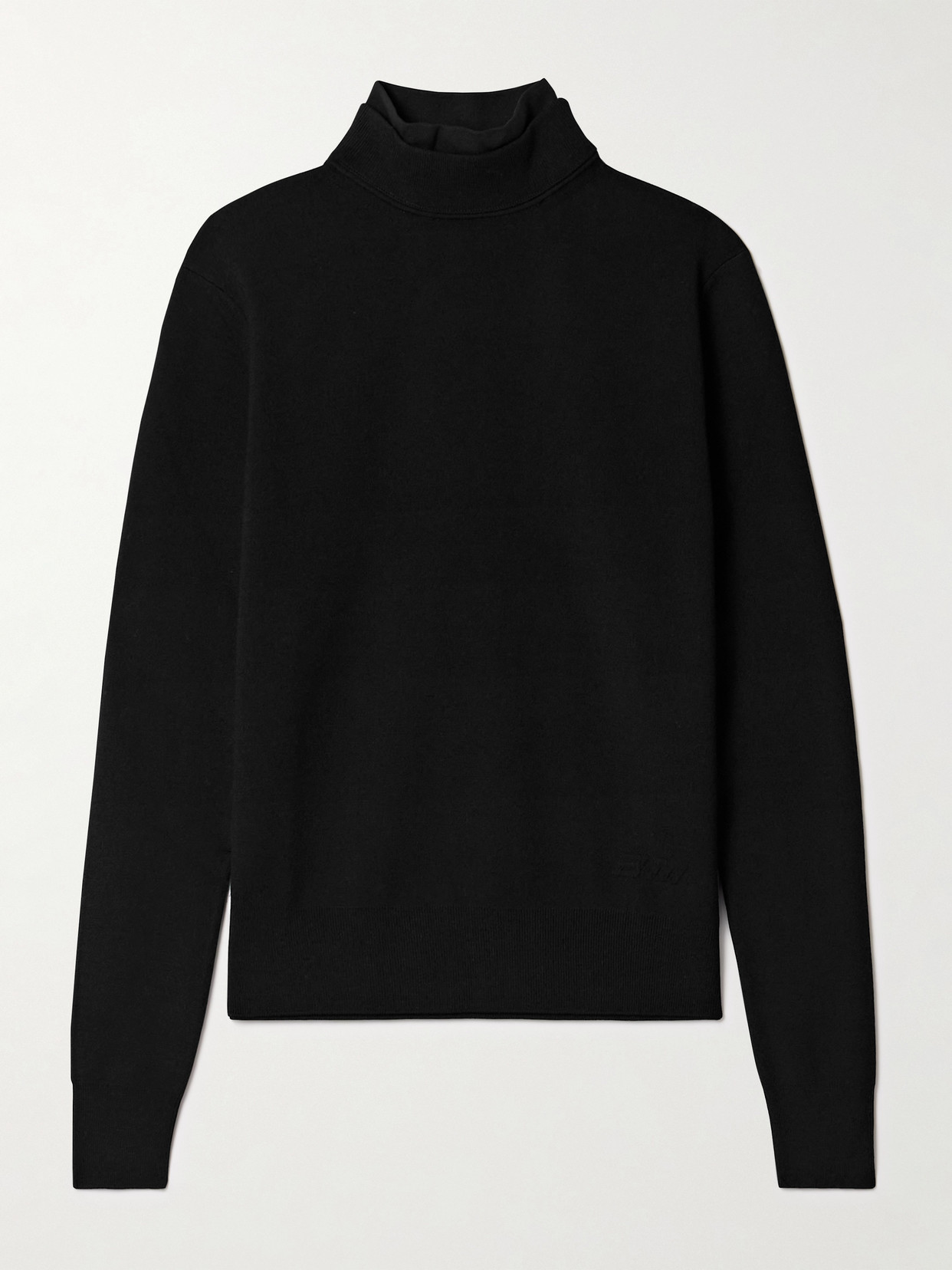 Aztech Mountain Etta Layered Jersey-trimmed Wool-blend Turtleneck Sweater In Black