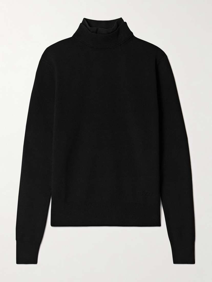 Aztech Mountain Etta Layered Jersey-trimmed Wool-blend Turtleneck Sweater - x small