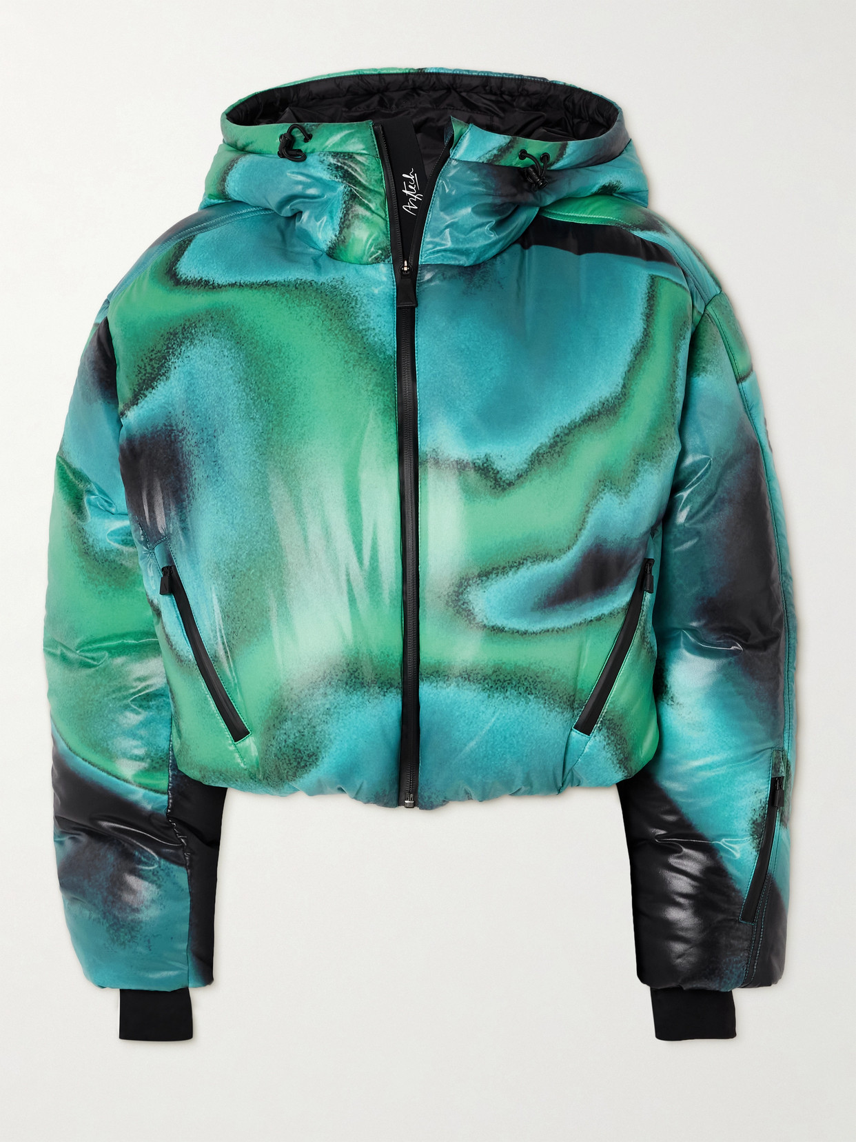 Aztech Mountain Daisy Nuke Hooded Printed Padded Down Ski Jacket In Green