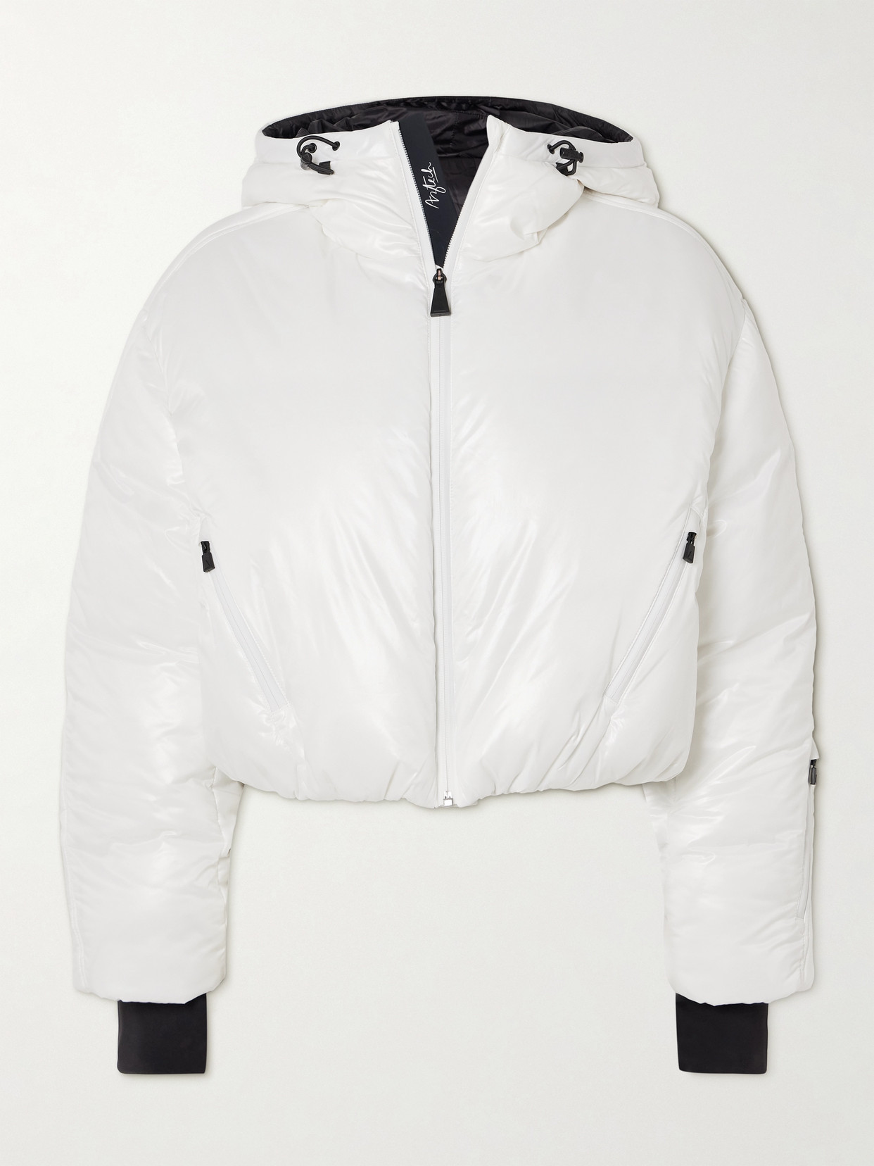 Aztech Mountain Daisy Nuke Hooded Padded Metallic Down Ski Jacket In White