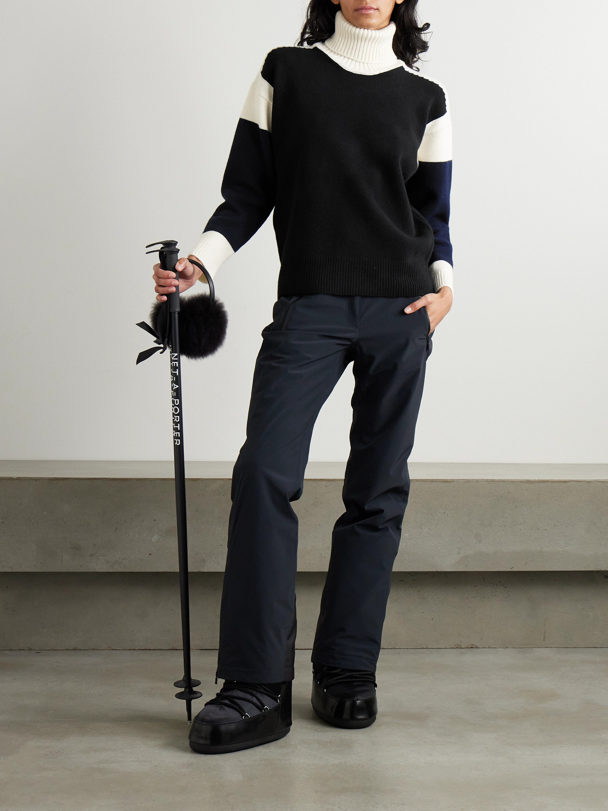 Aztech Mountain Bayer Color-block Wool-blend Sweater In Black