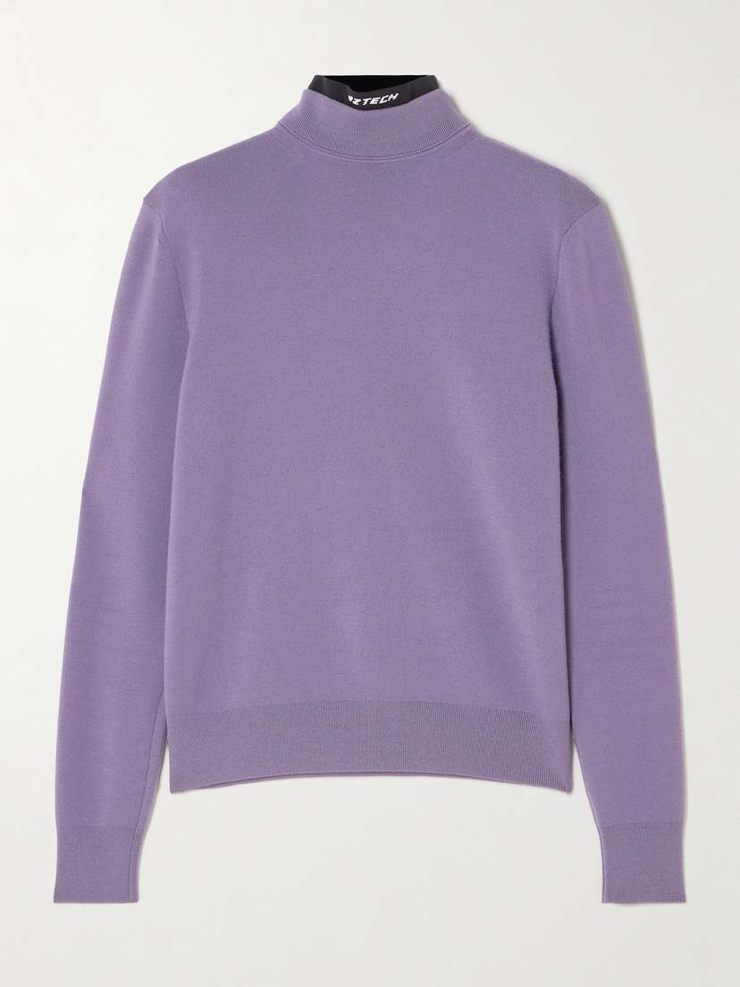 Aztech Mountain Etta Layered Jersey-trimmed Wool Turtleneck Sweater - x small